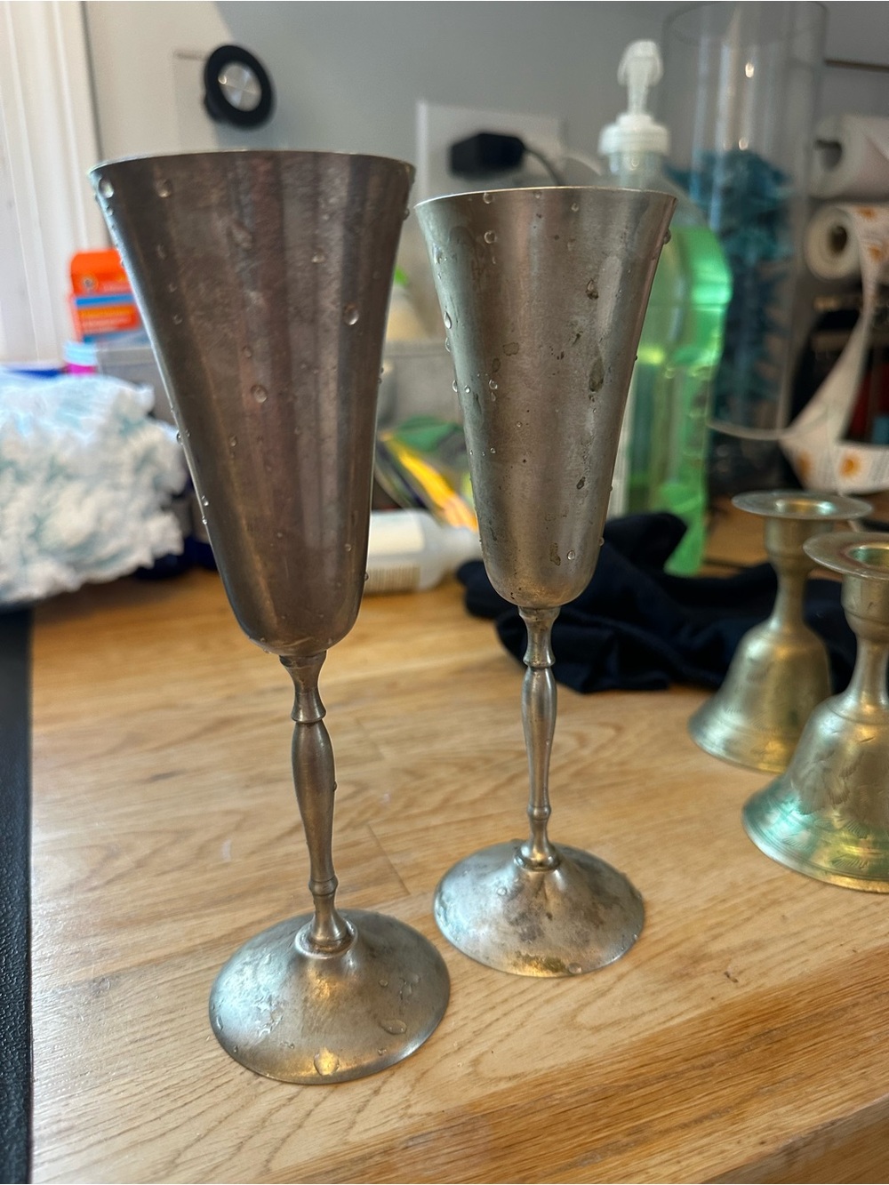 Silver Plated Champagne Flutes - Pair